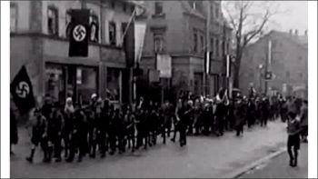 Aufmarsch in Lugau Mitte der 1930er Jahre