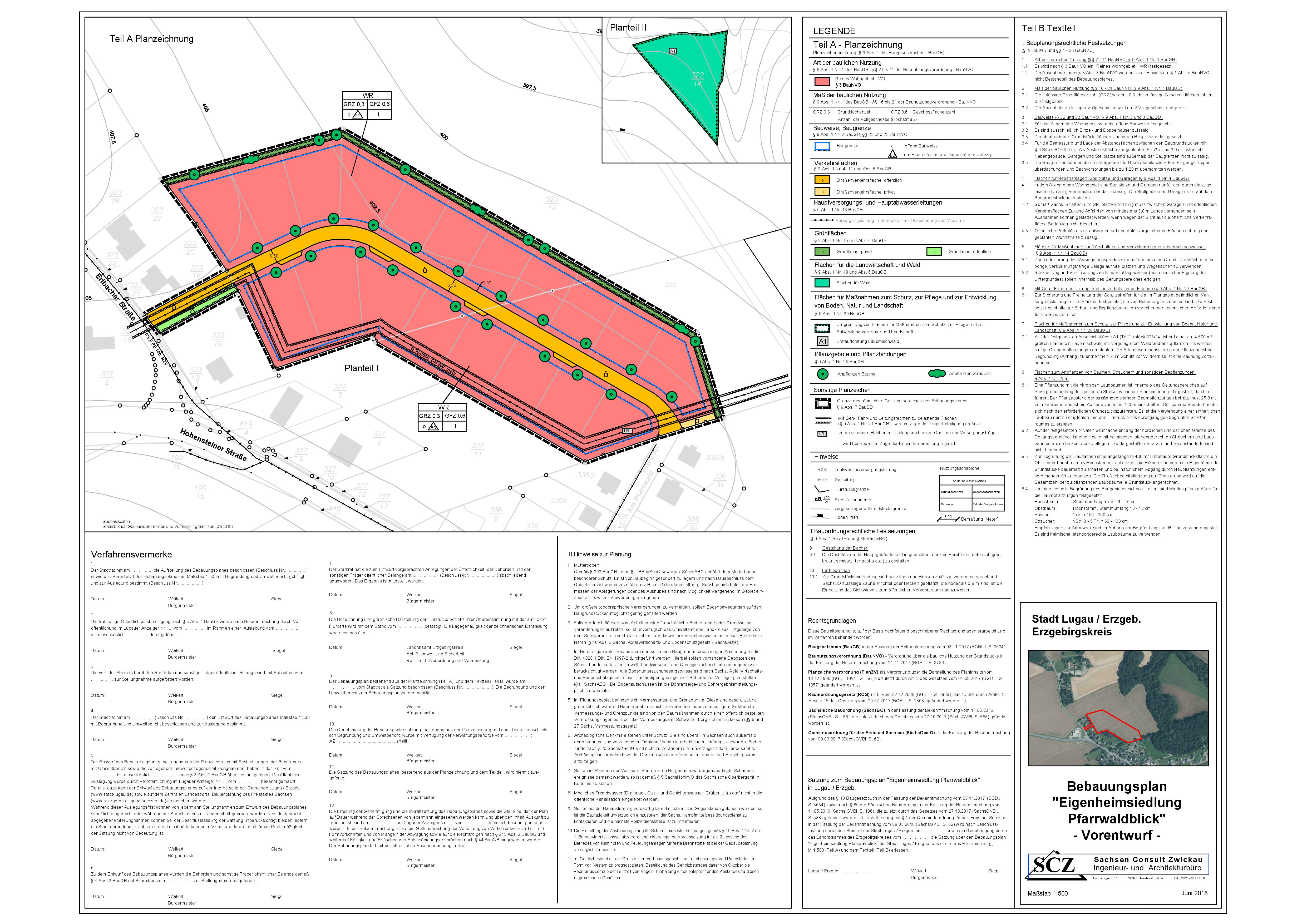 Vorentwurf des Bebauungsplanes „Eigenheimsiedlung Pfarrwaldblick".