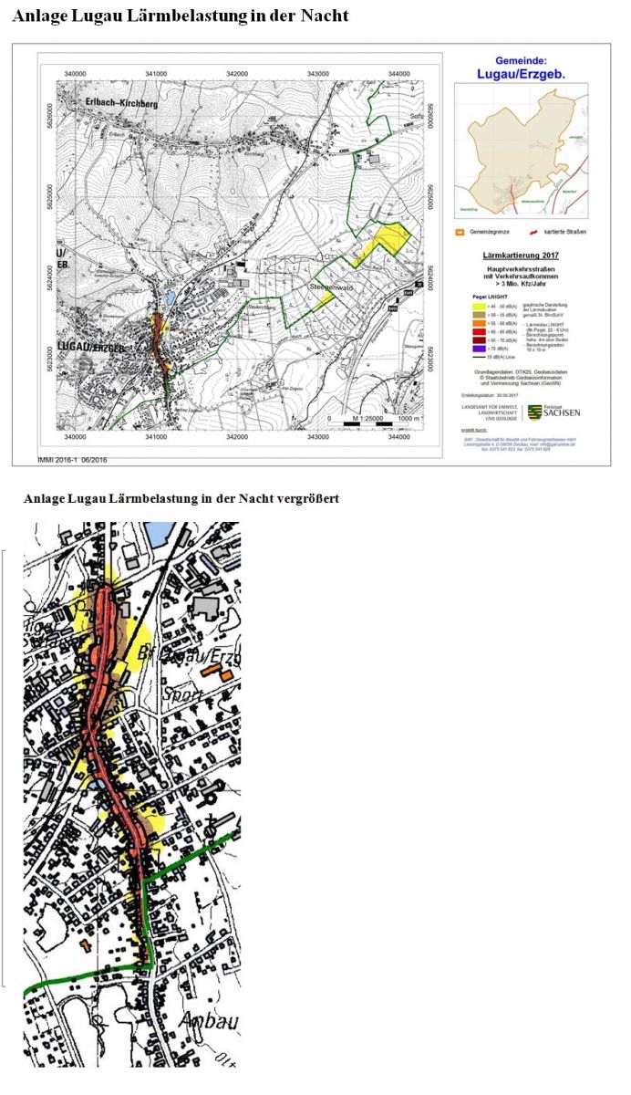 Anlage 2.2 Ergebniss bei Nacht (Nachtstunden 22 – 6 Uhr)  | Grafik: Ordnungsamt Lugau